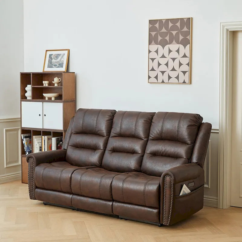 Power Sofa Loveseat Recliner Adjustable Headrest High Back Nailhead