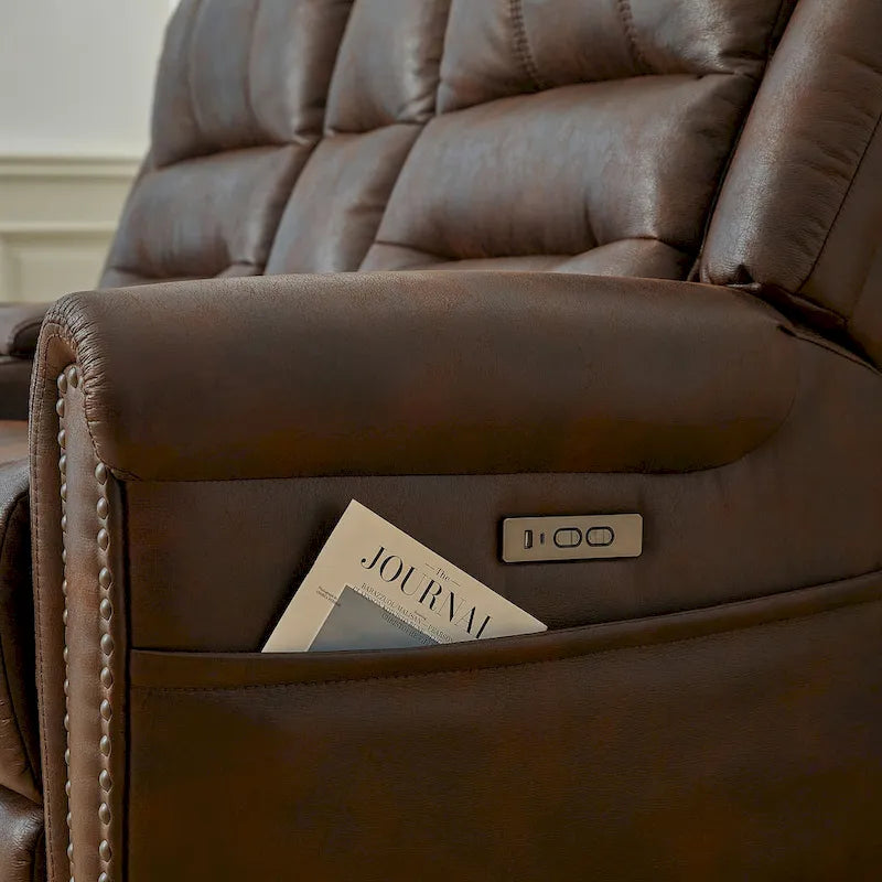 Power Sofa Loveseat Recliner Adjustable Headrest High Back Nailhead