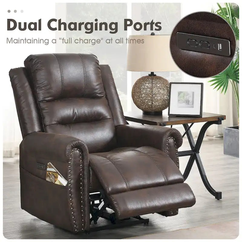 Power Sofa Loveseat Recliner Adjustable Headrest High Back Nailhead