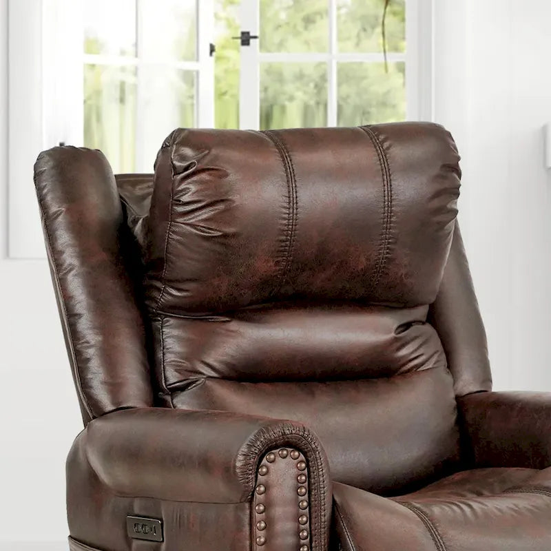 Power Sofa Loveseat Recliner Adjustable Headrest High Back Nailhead