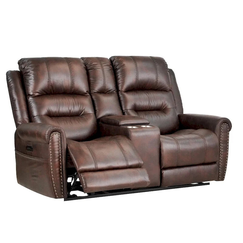 Power Sofa Loveseat Recliner Adjustable Headrest High Back Nailhead