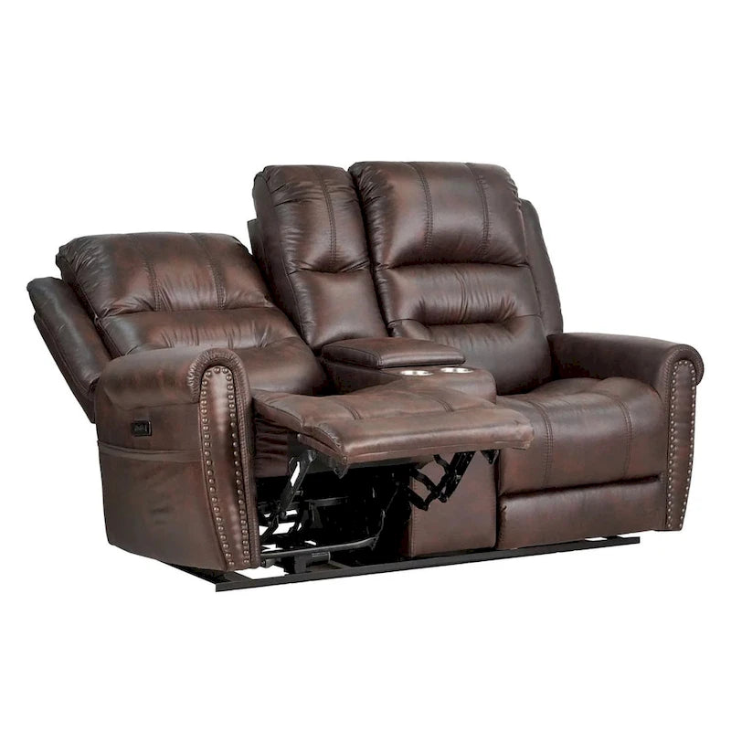 Power Sofa Loveseat Recliner Adjustable Headrest High Back Nailhead