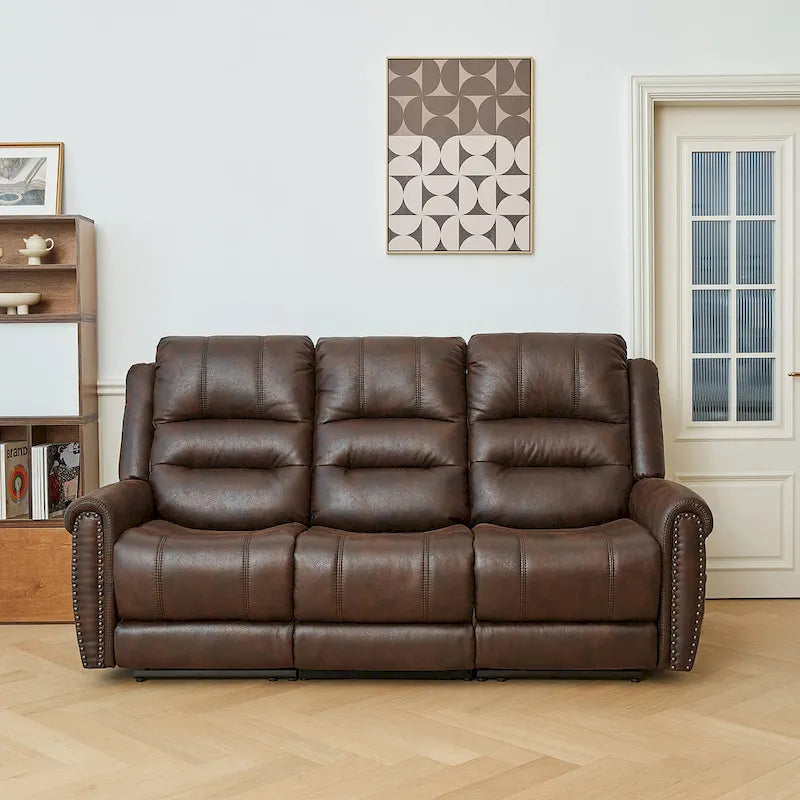 Power Sofa Loveseat Recliner Adjustable Headrest High Back Nailhead