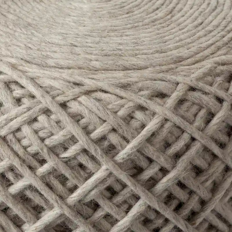 Mercana Allium Brown Woven Wool Round Pouf