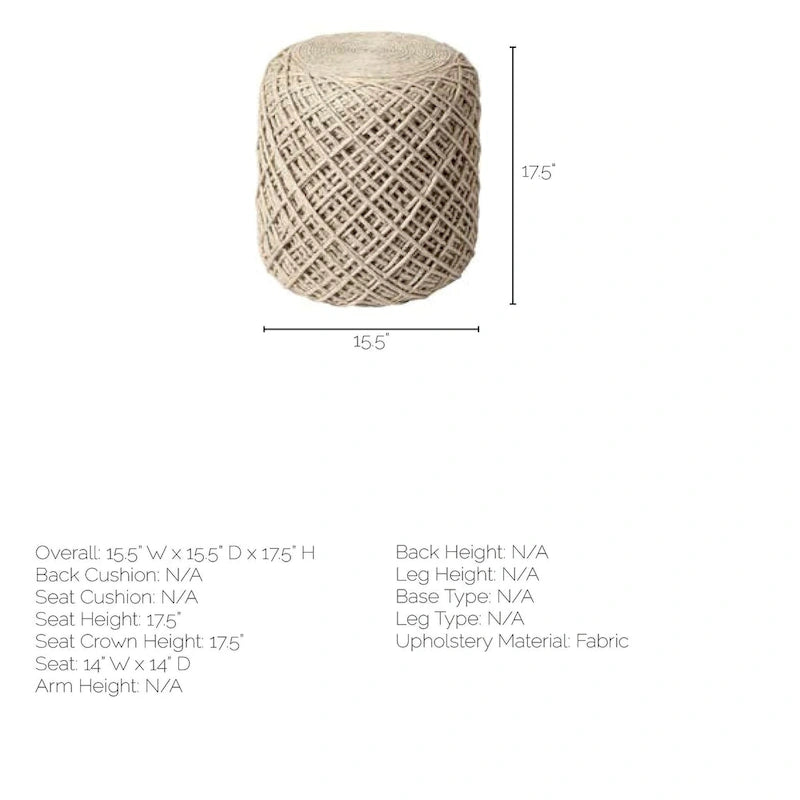 Mercana Allium Brown Woven Wool Round Pouf