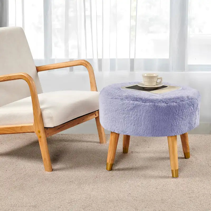 Serenta Heavy FauxFur Oval Ottoman