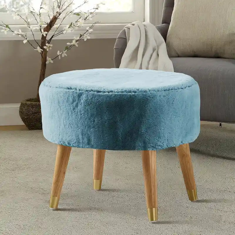 Serenta Heavy FauxFur Oval Ottoman