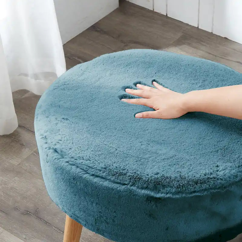 Serenta Heavy FauxFur Oval Ottoman