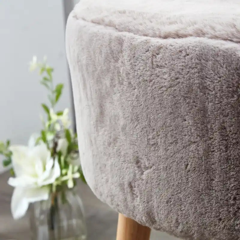 Serenta Heavy FauxFur Oval Ottoman