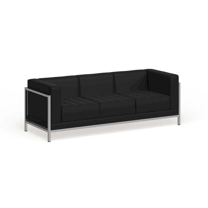 LeatherSoft Modular Sofa with Quilted Tufted Seat and Encasing Frame - 79W x 28.75D x 27.25H