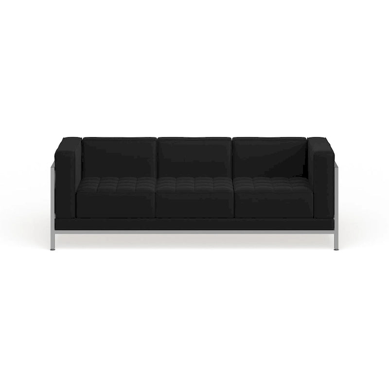 LeatherSoft Modular Sofa with Quilted Tufted Seat and Encasing Frame - 79W x 28.75D x 27.25H