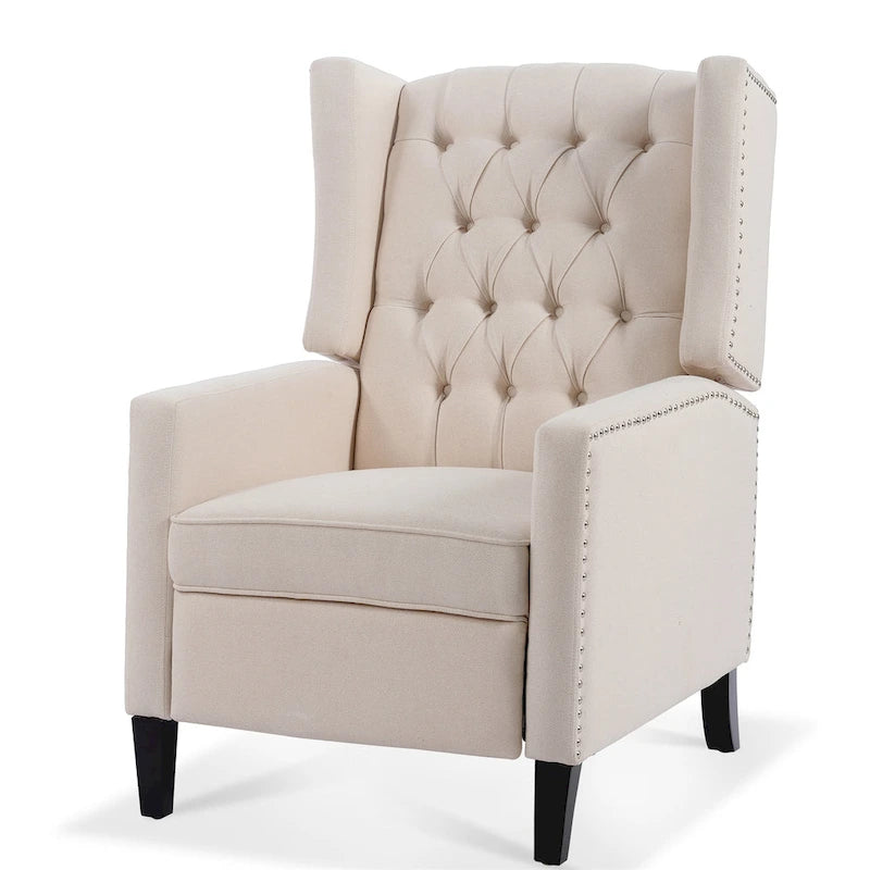27 Wide Upholstered Manual Recliner, Wing Sofa Chair with Wood Legs