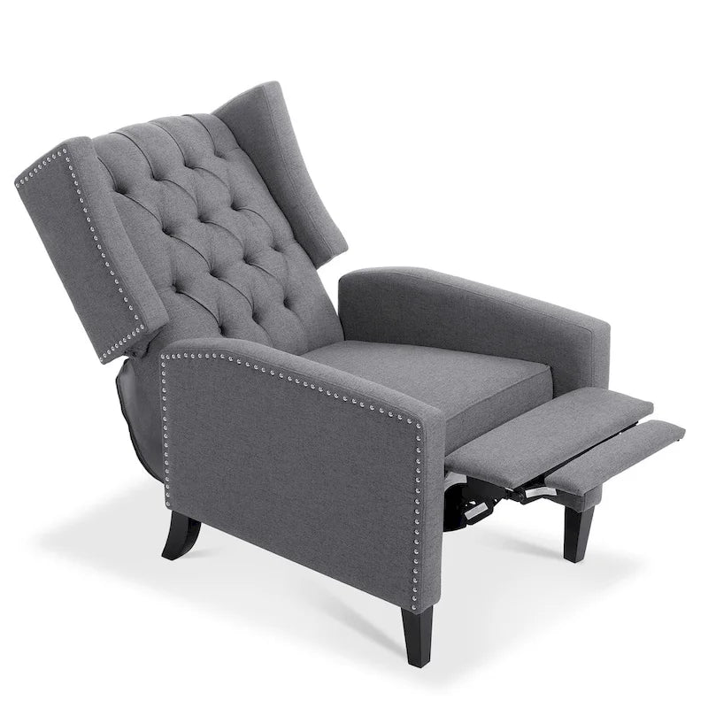 27 Wide Upholstered Manual Recliner, Wing Sofa Chair with Wood Legs