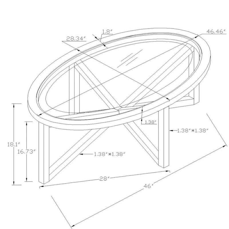 Modern Simple Glass Coffee Table, Tempered Glass Coffee Table