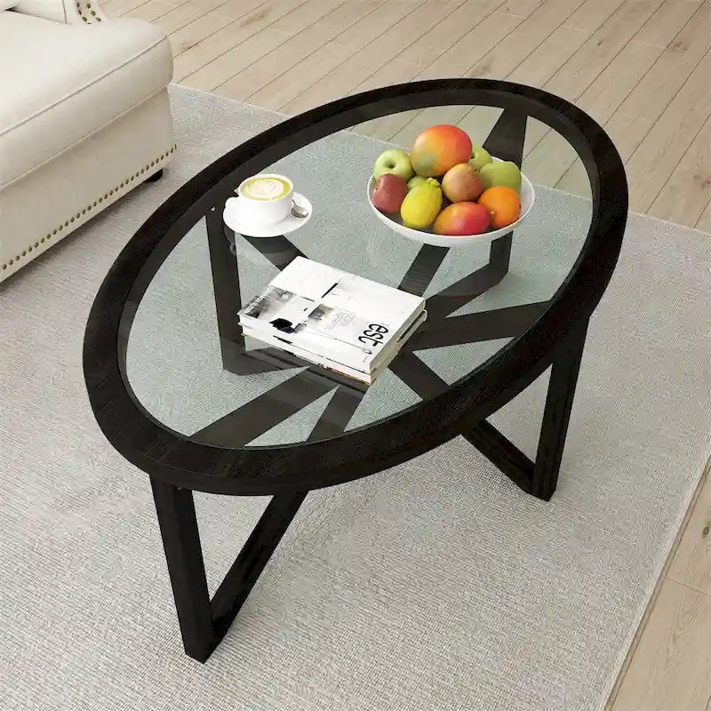 Modern Simple Glass Coffee Table, Tempered Glass Coffee Table