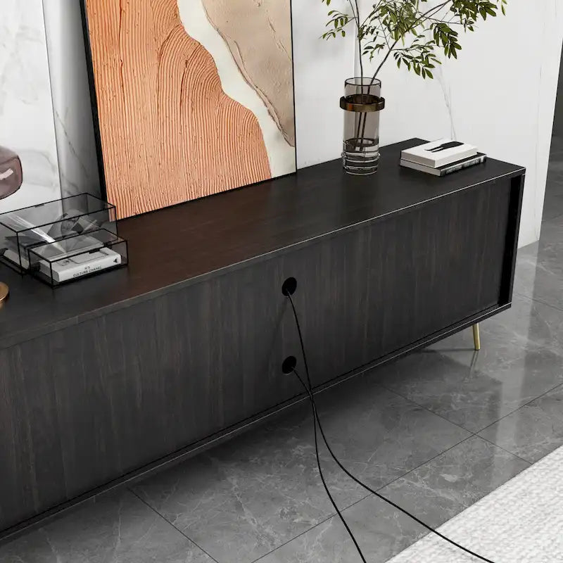 Timechee TV Stand for TVs up to 73(Brown/White)