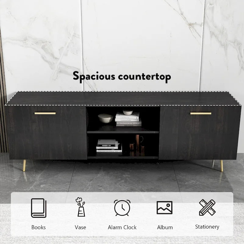 Timechee TV Stand for TVs up to 73(Brown/White)