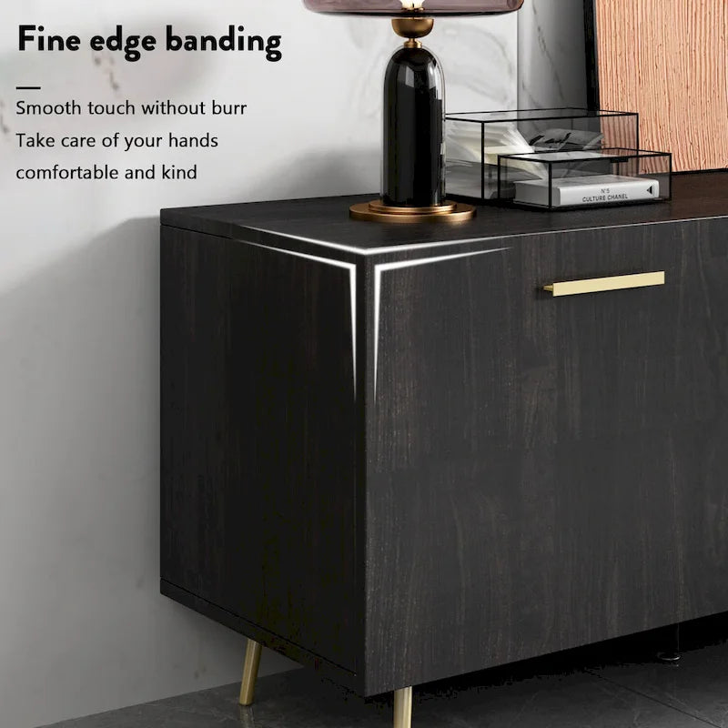 Timechee TV Stand for TVs up to 73(Brown/White)