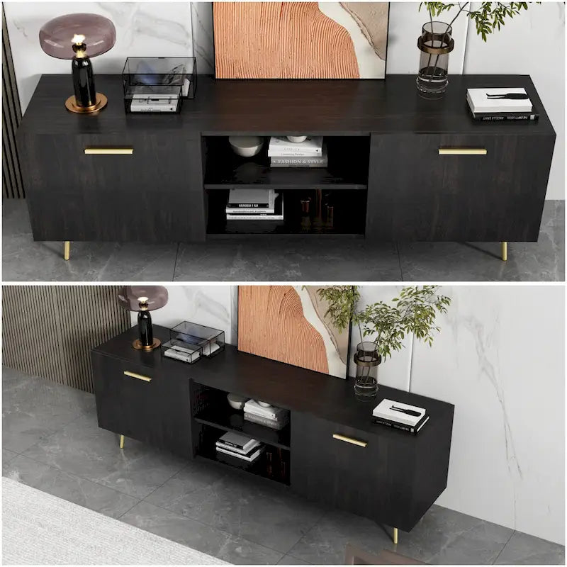 Timechee TV Stand for TVs up to 73(Brown/White)