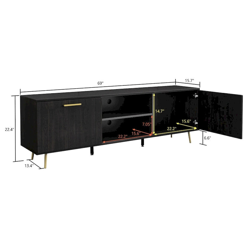 Timechee TV Stand for TVs up to 73(Brown/White)
