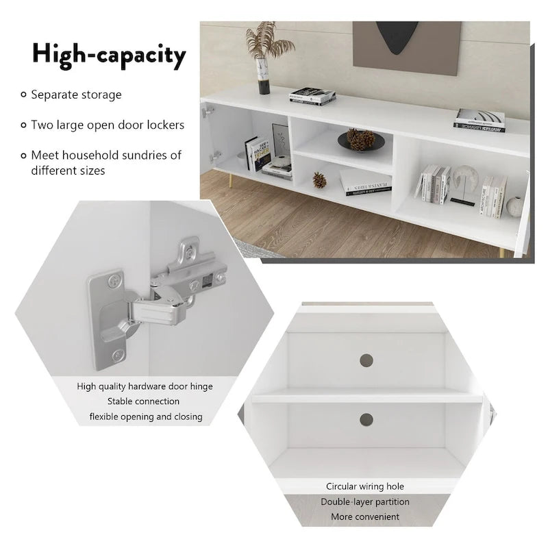 Timechee TV Stand for TVs up to 73(Brown/White)