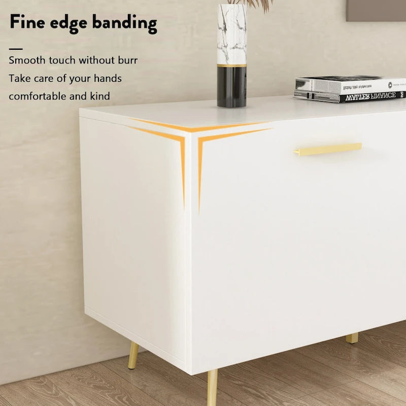 Timechee TV Stand for TVs up to 73(Brown/White)