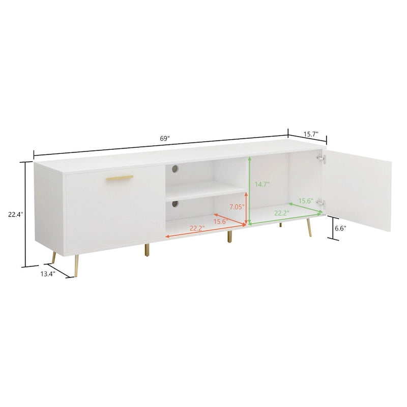 Timechee TV Stand for TVs up to 73(Brown/White)