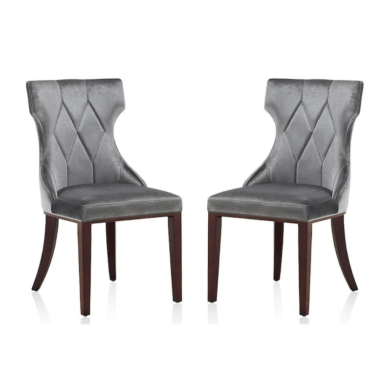 Reine Black and Walnut Velvet Dining Chair (Set of Two)