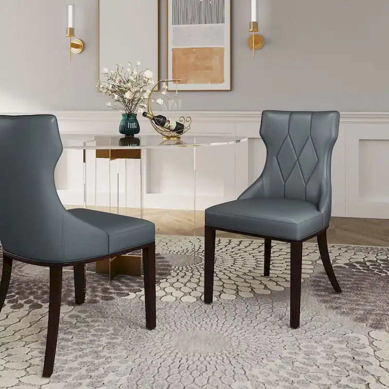 Reine Black and Walnut Velvet Dining Chair (Set of Two)