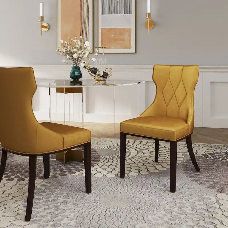 Reine Black and Walnut Velvet Dining Chair (Set of Two)