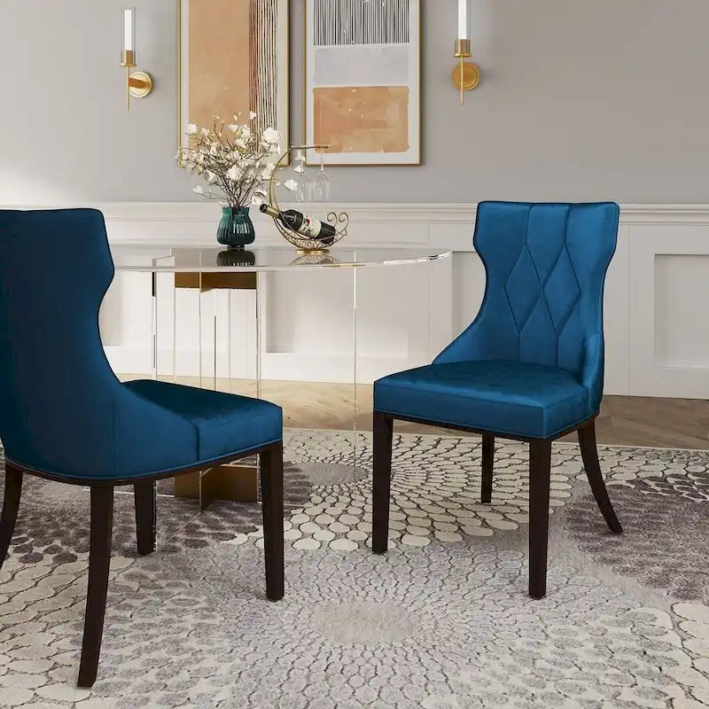 Reine Black and Walnut Velvet Dining Chair (Set of Two)