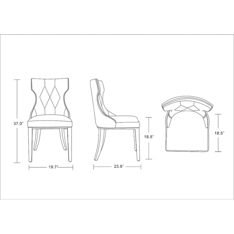 Reine Black and Walnut Velvet Dining Chair (Set of Two)
