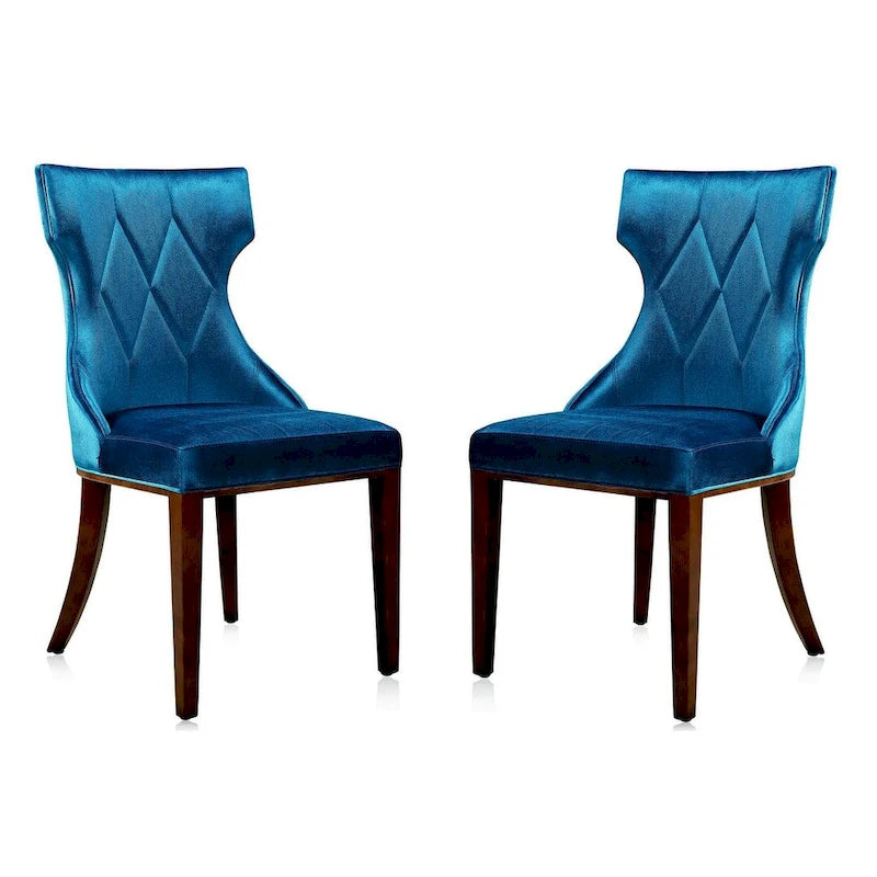 Reine Black and Walnut Velvet Dining Chair (Set of Two)