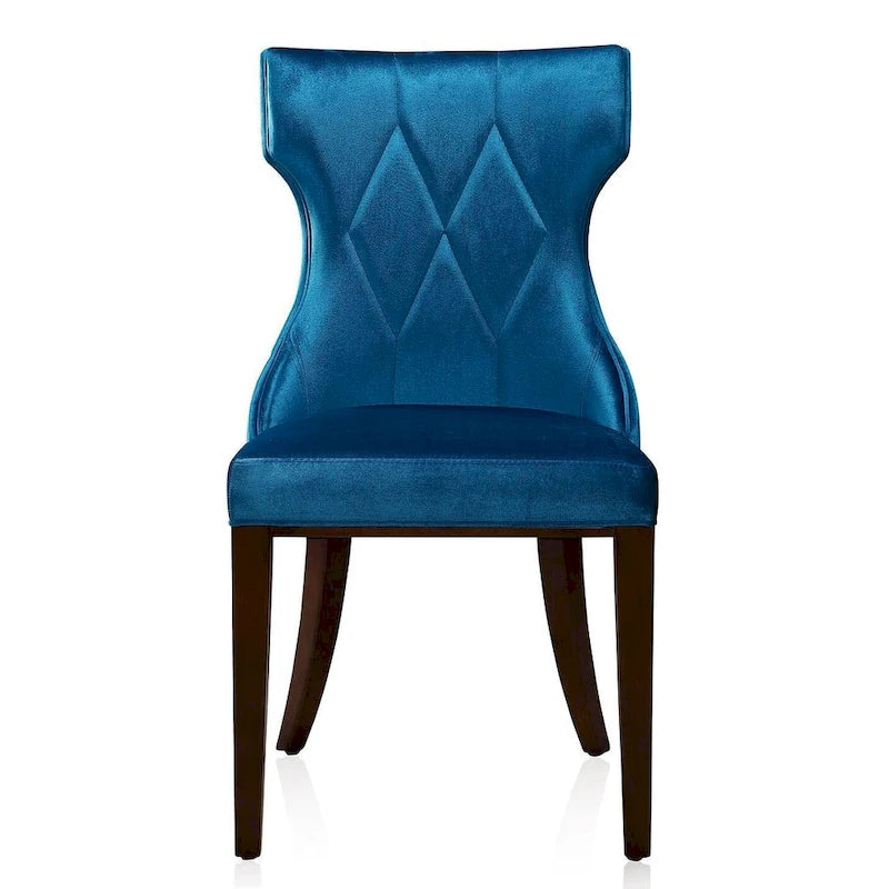 Reine Black and Walnut Velvet Dining Chair (Set of Two)