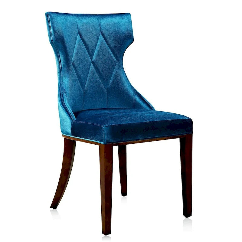 Reine Black and Walnut Velvet Dining Chair (Set of Two)