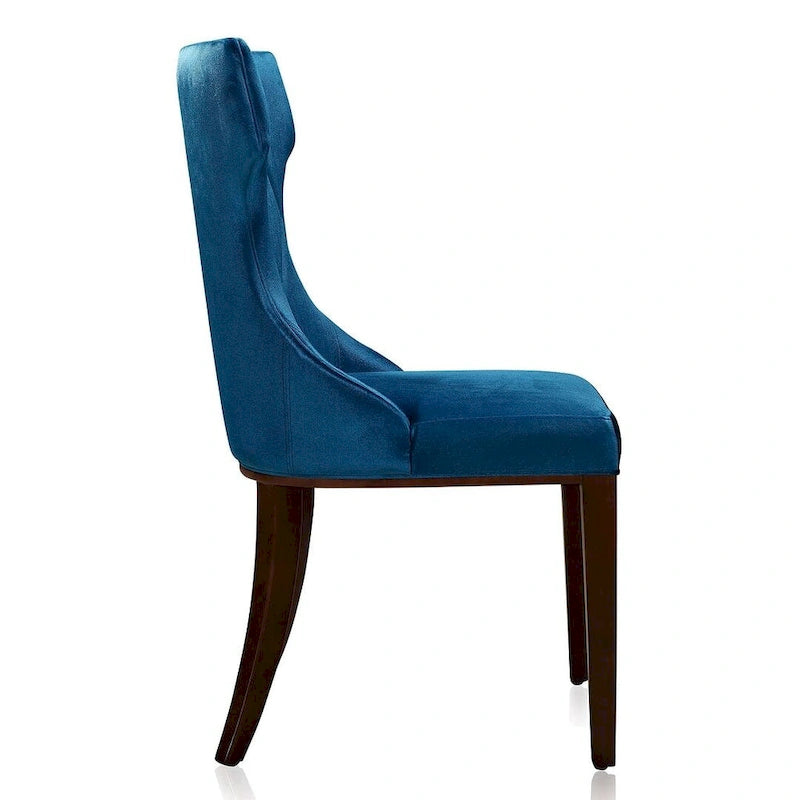 Reine Black and Walnut Velvet Dining Chair (Set of Two)