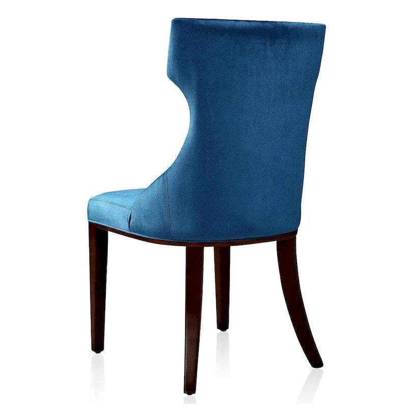 Reine Black and Walnut Velvet Dining Chair (Set of Two)