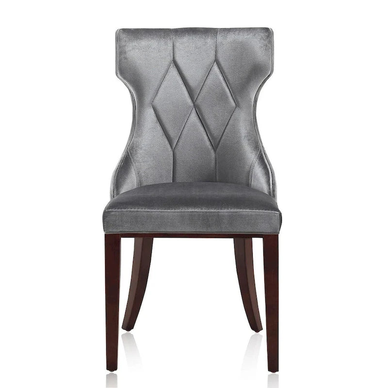 Reine Black and Walnut Velvet Dining Chair (Set of Two)