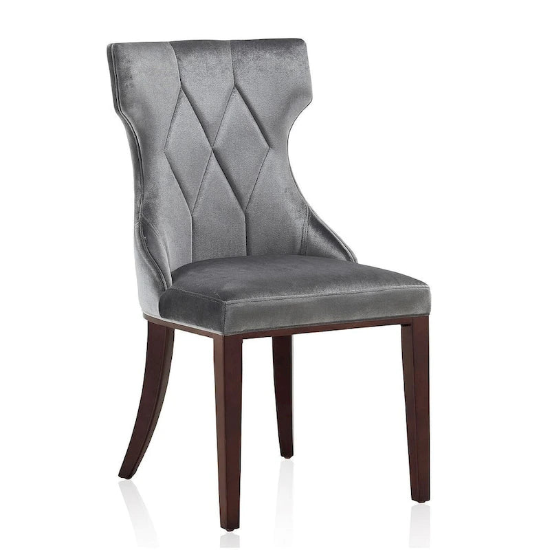 Reine Black and Walnut Velvet Dining Chair (Set of Two)
