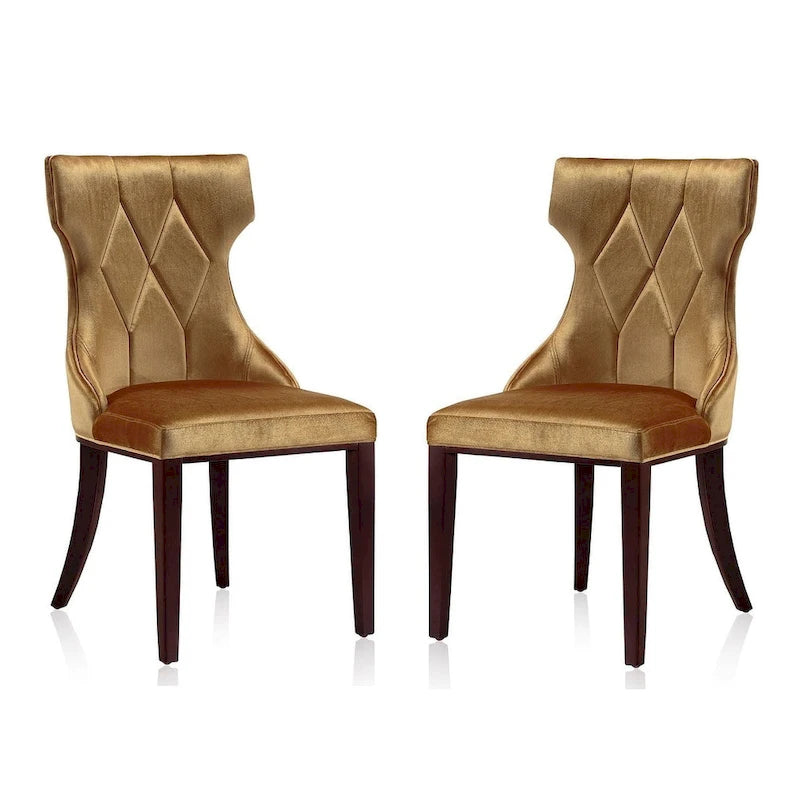Reine Black and Walnut Velvet Dining Chair (Set of Two)