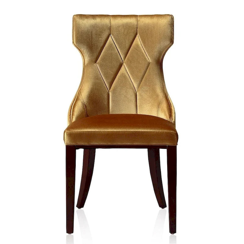 Reine Black and Walnut Velvet Dining Chair (Set of Two)