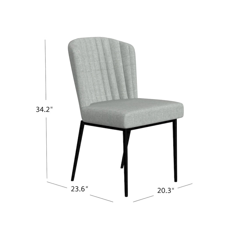 HomePop ChannelBack Dining Chair with Metal Legs-Gray Woven (set of 2)