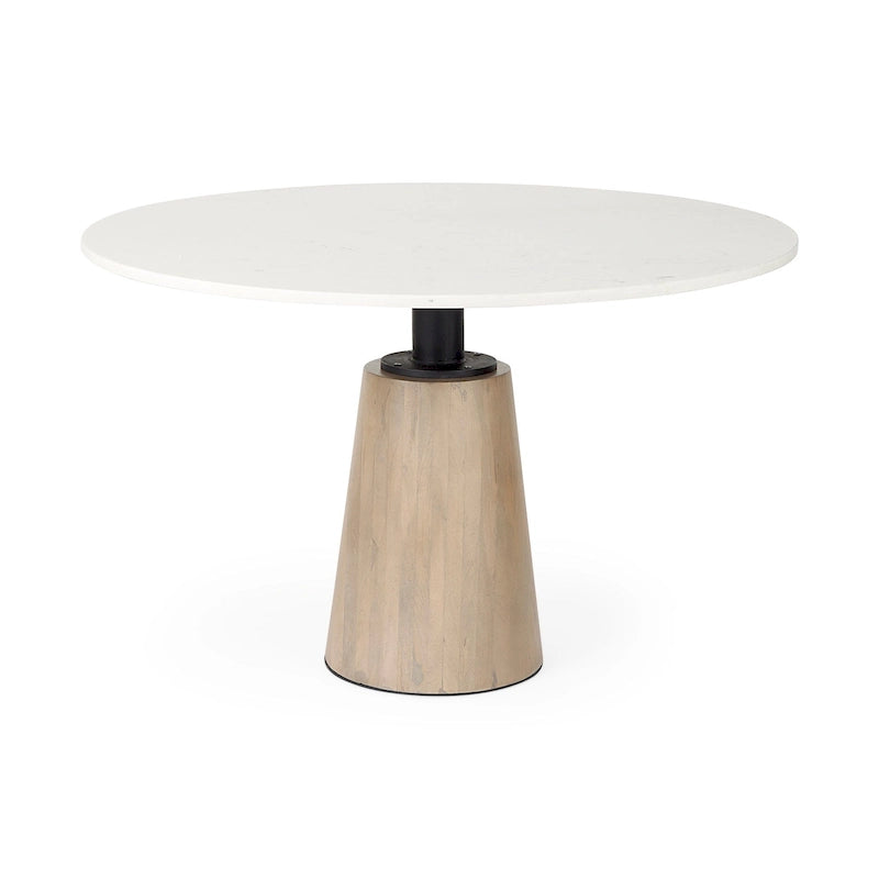 Maxwell Dark Brown Solid Wood w/Metal & Wood Base Dining Table