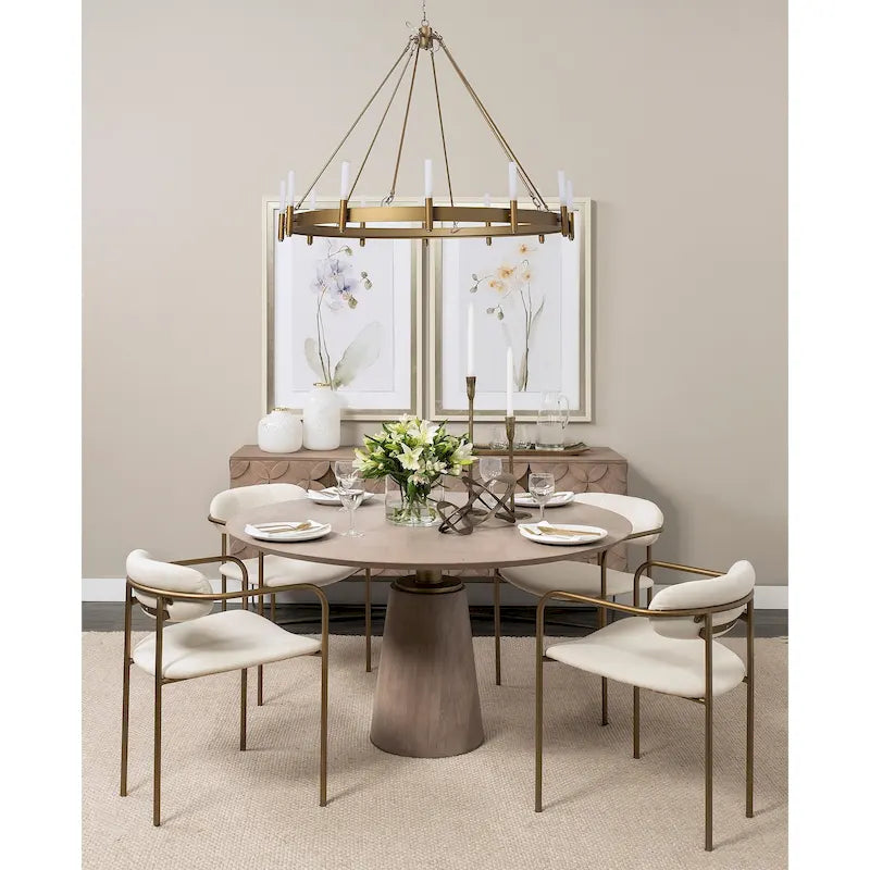 Maxwell Dark Brown Solid Wood w/Metal & Wood Base Dining Table