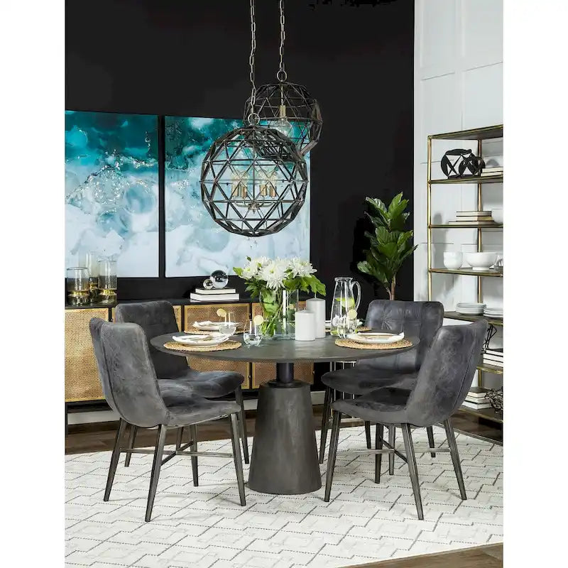 Maxwell Dark Brown Solid Wood w/Metal & Wood Base Dining Table