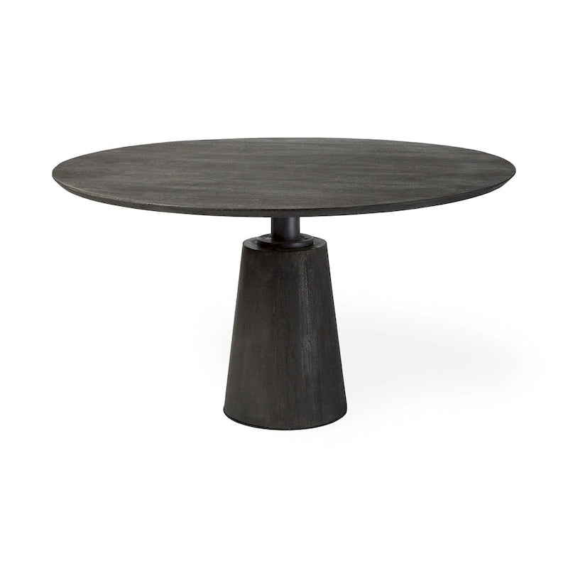 Maxwell Dark Brown Solid Wood w/Metal & Wood Base Dining Table