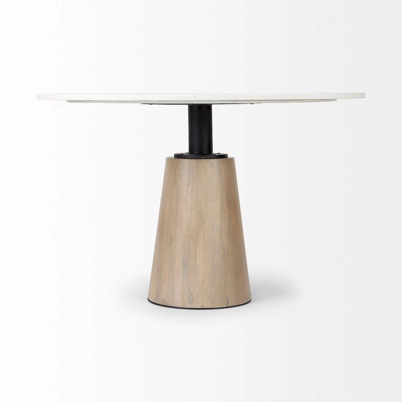 Maxwell Dark Brown Solid Wood w/Metal & Wood Base Dining Table