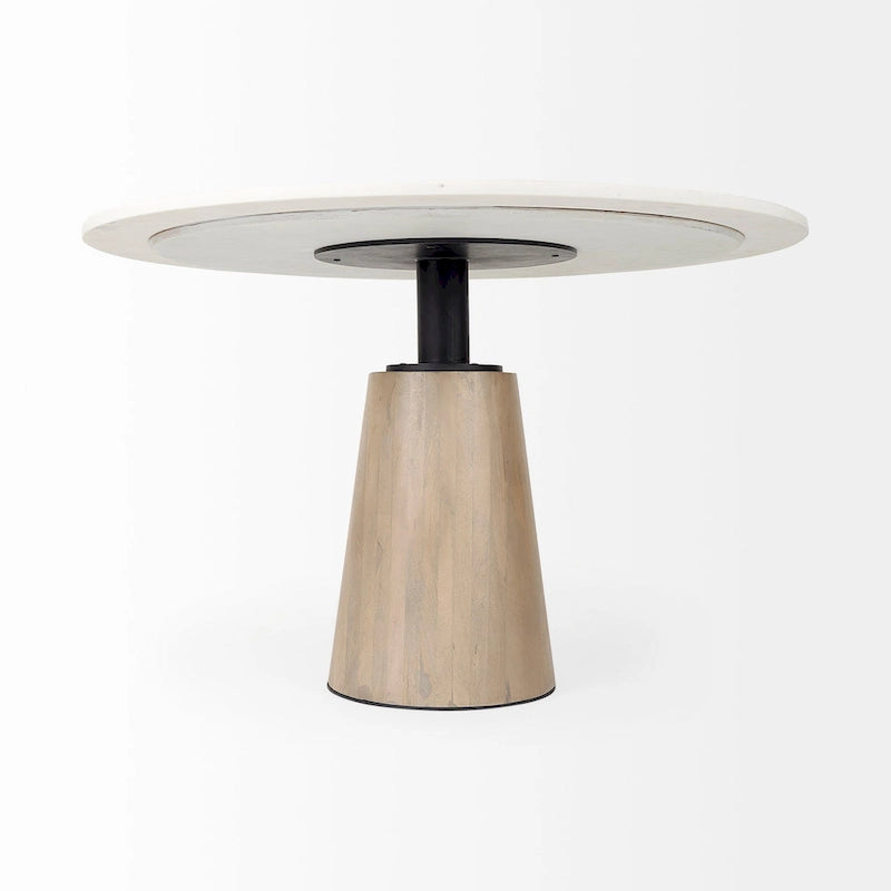 Maxwell Dark Brown Solid Wood w/Metal & Wood Base Dining Table