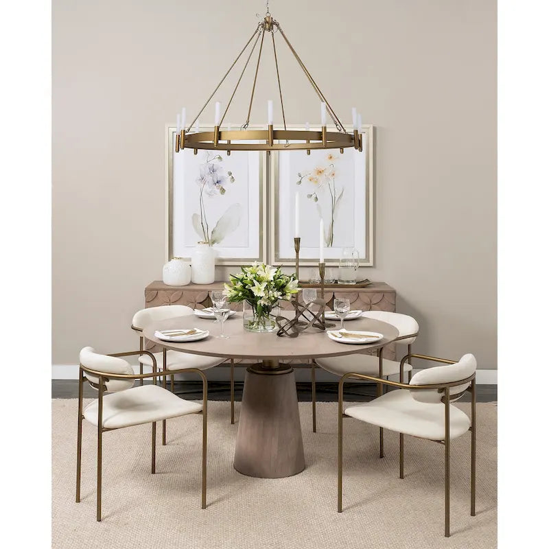 Maxwell Dark Brown Solid Wood w/Metal & Wood Base Dining Table