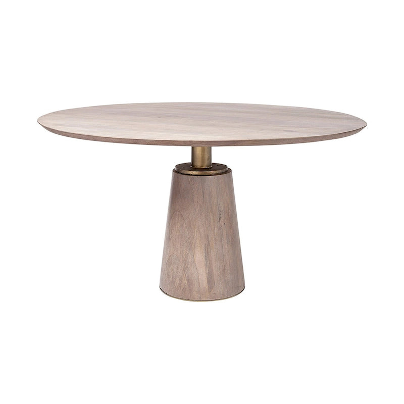 Maxwell Dark Brown Solid Wood w/Metal & Wood Base Dining Table